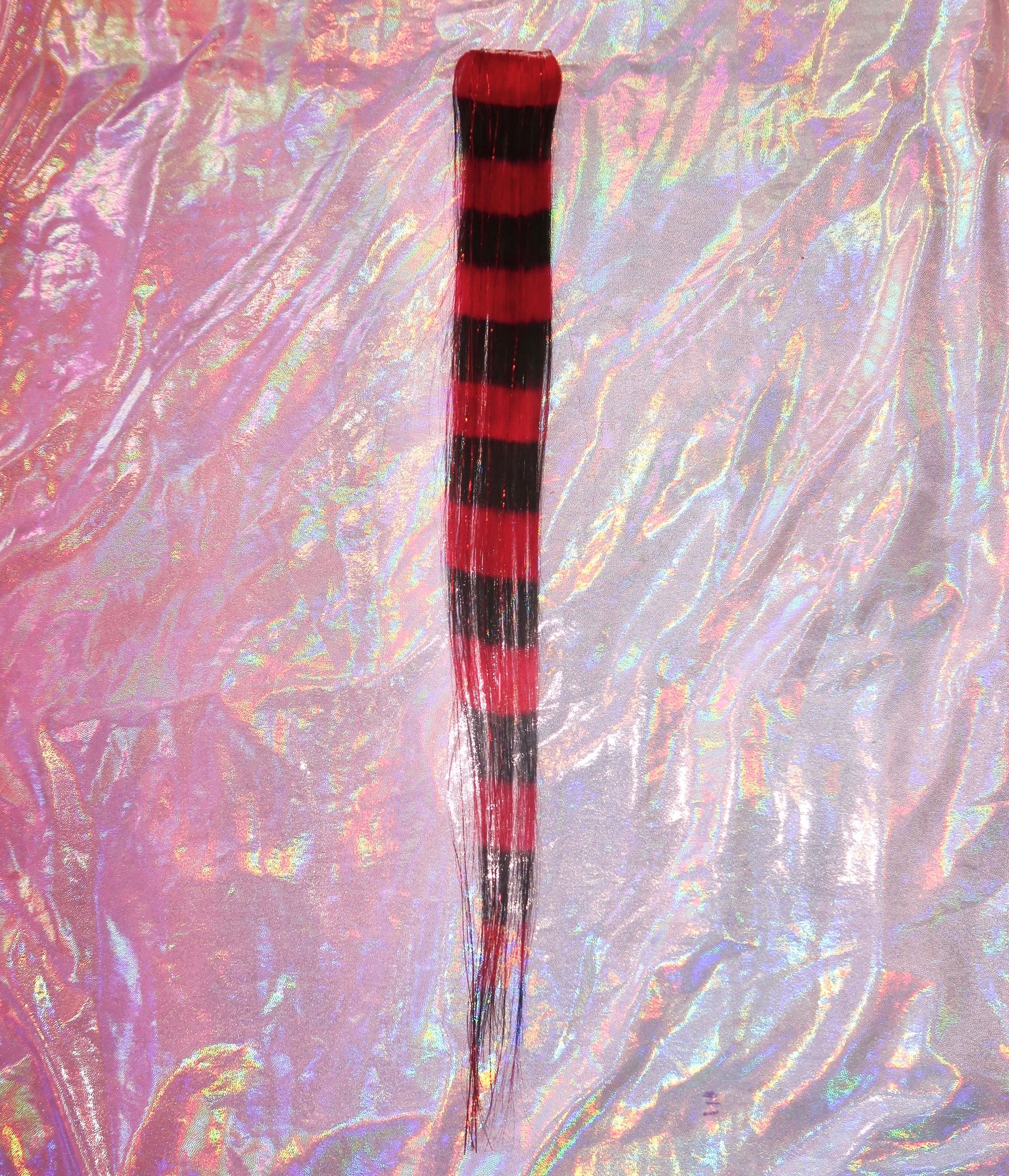 Red Raccoon Tail with Tinsel