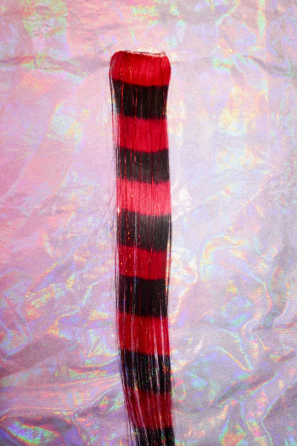 Red Raccoon Tail with Tinsel