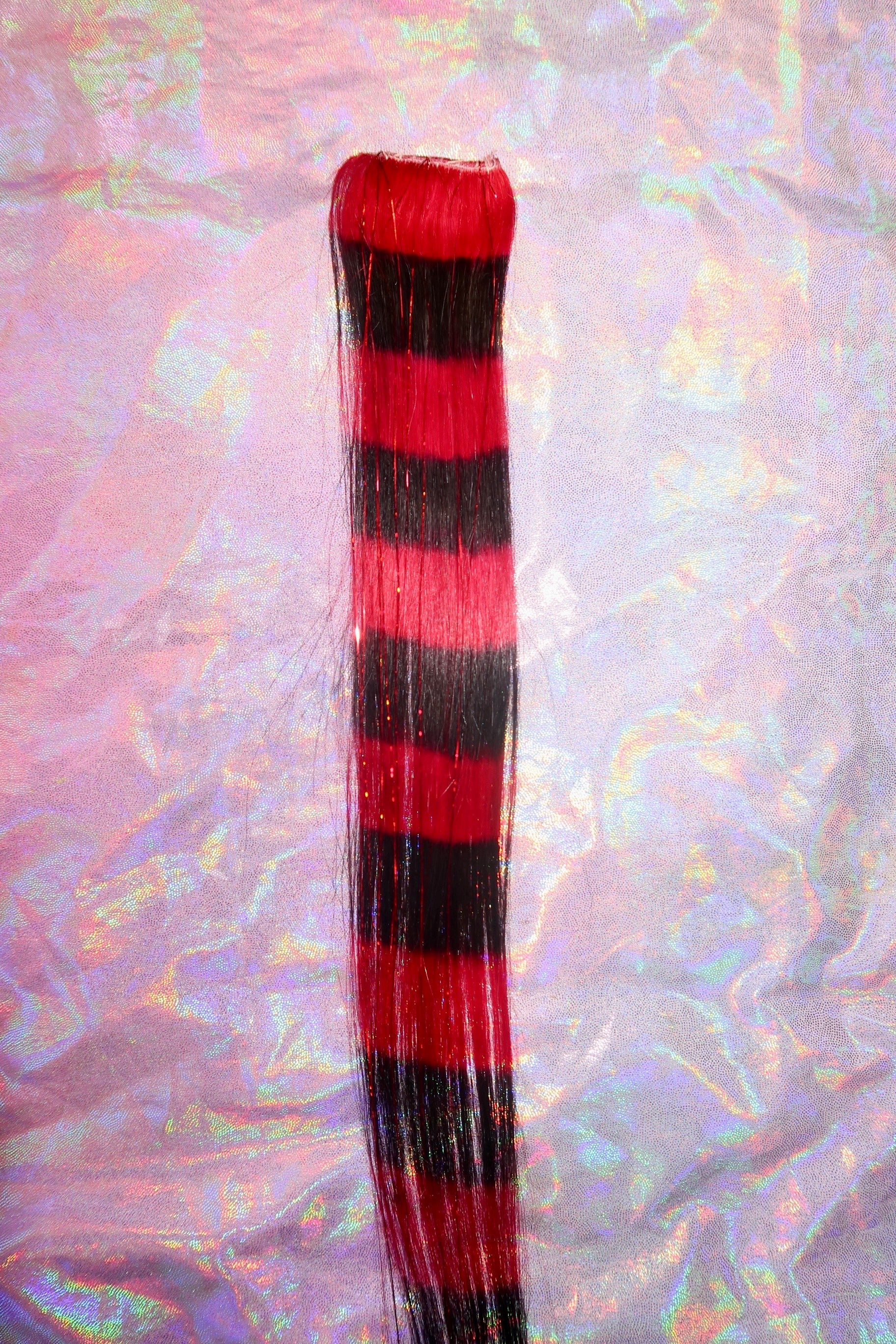 Red Raccoon Tail with Tinsel