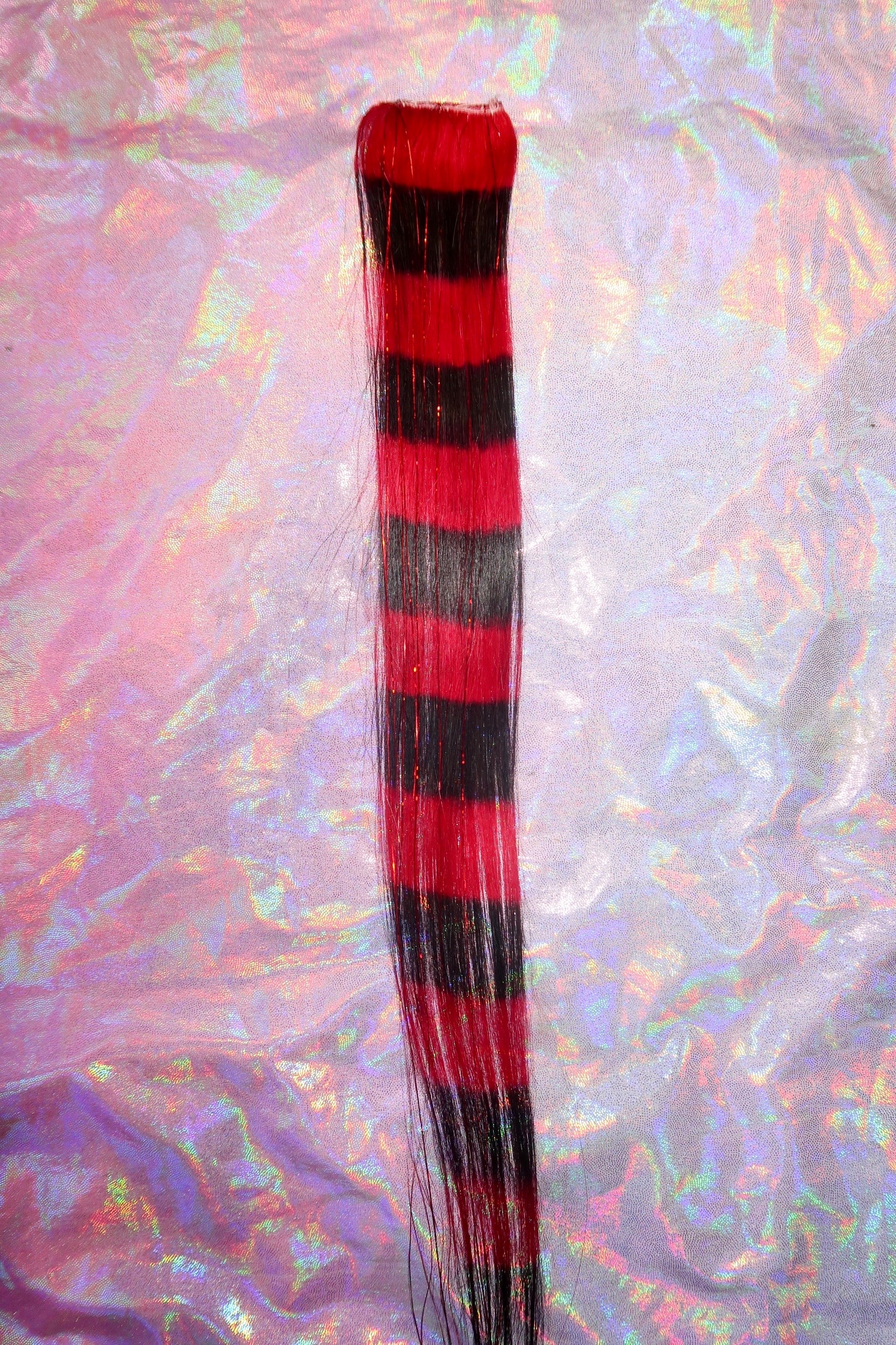 Red Raccoon Tail with Tinsel