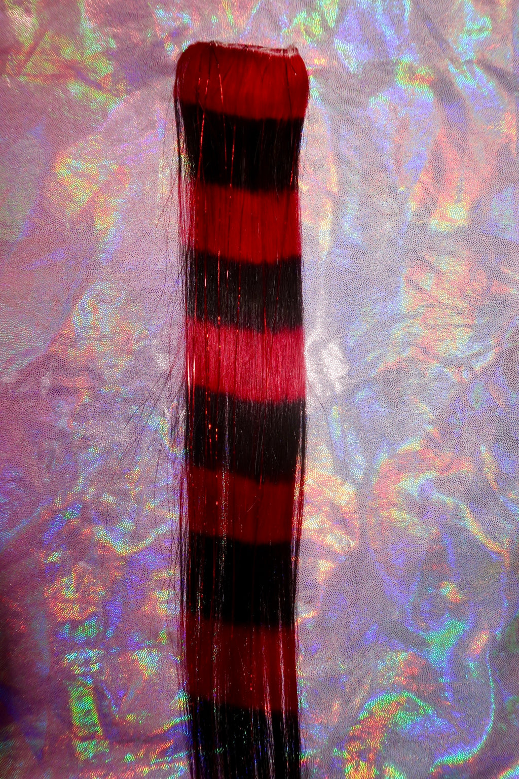 Red Raccoon Tail with Tinsel
