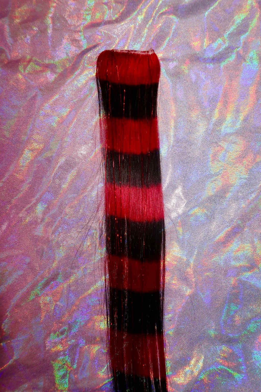 Red Raccoon Tail with Tinsel