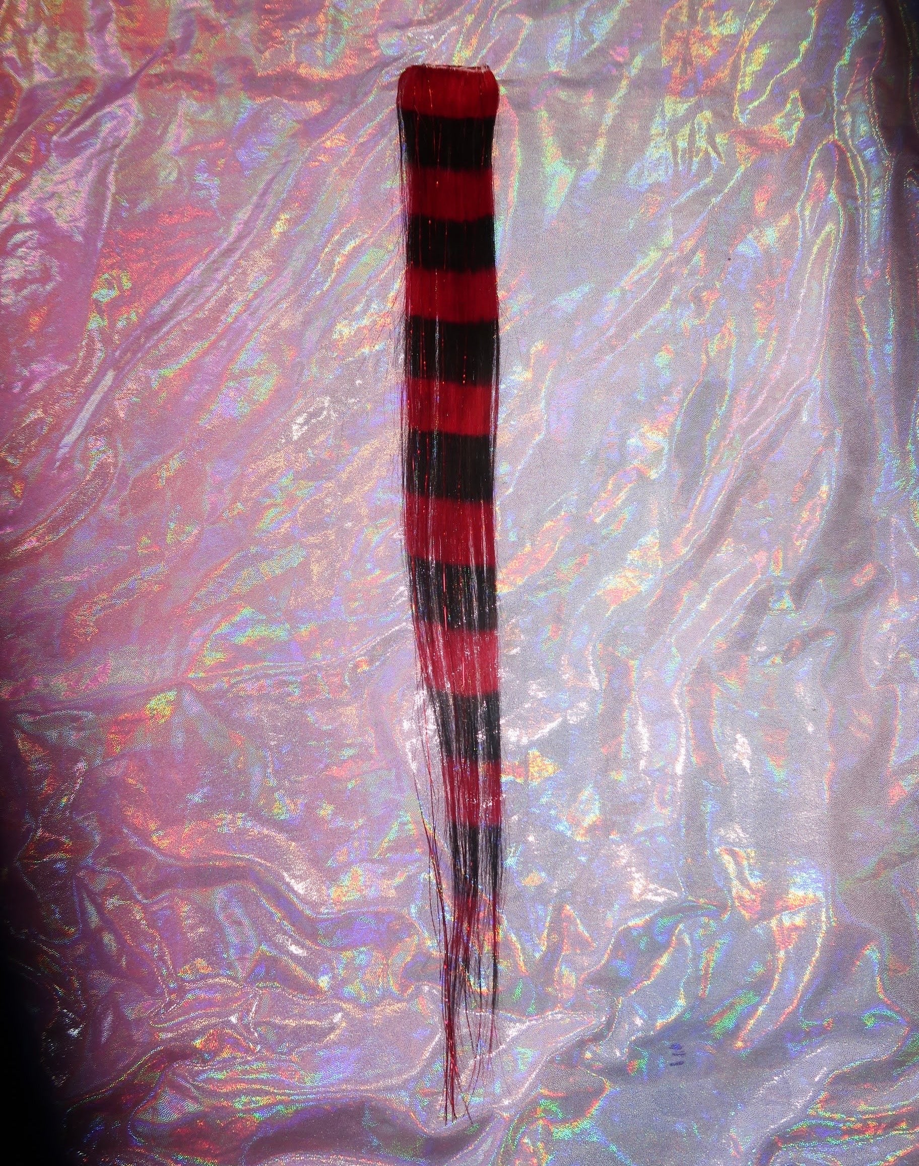 Red Raccoon Tail with Tinsel