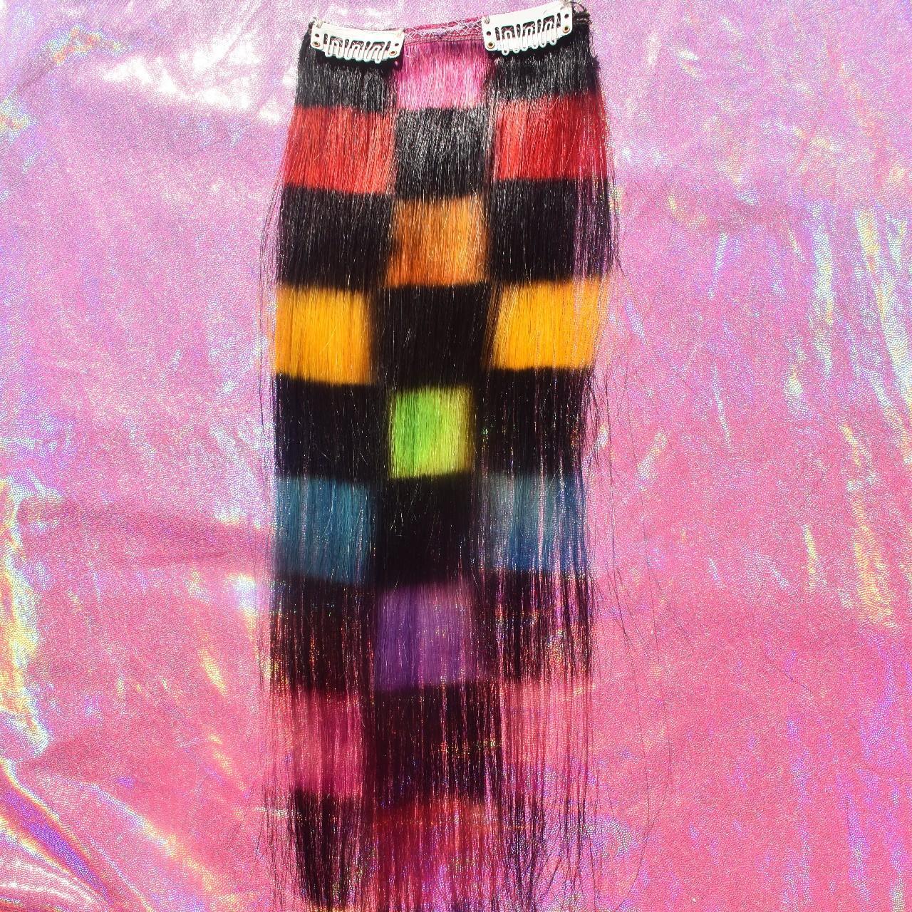 Rainbow Checkered Scene Hair Extension